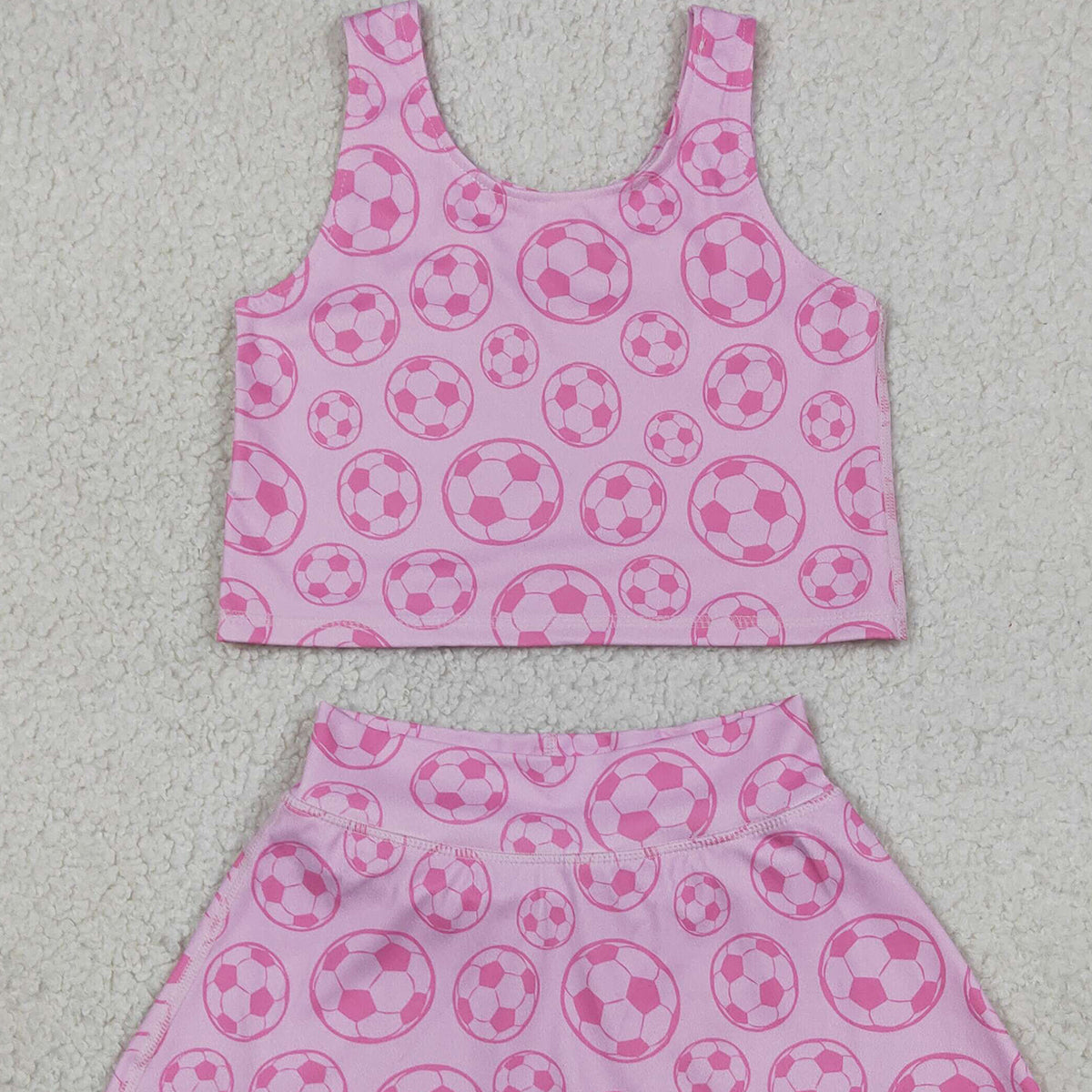 RTS NO MOQ GSD1468 Baby Girls Football Top Shorts Skirts Athletic Active Wear Outfit Set
