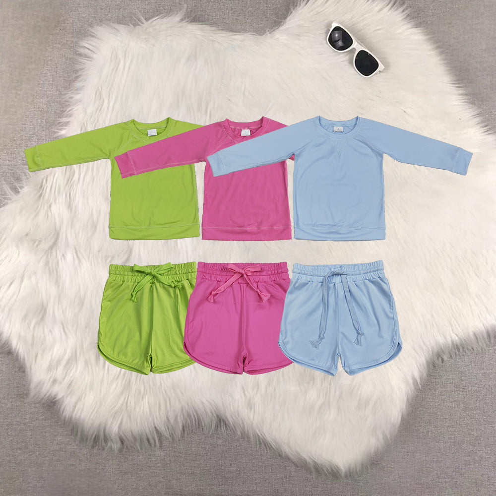RTS NO MOQ Sibling baby girls clothes yoga solid color long sleeve Clothes Sets