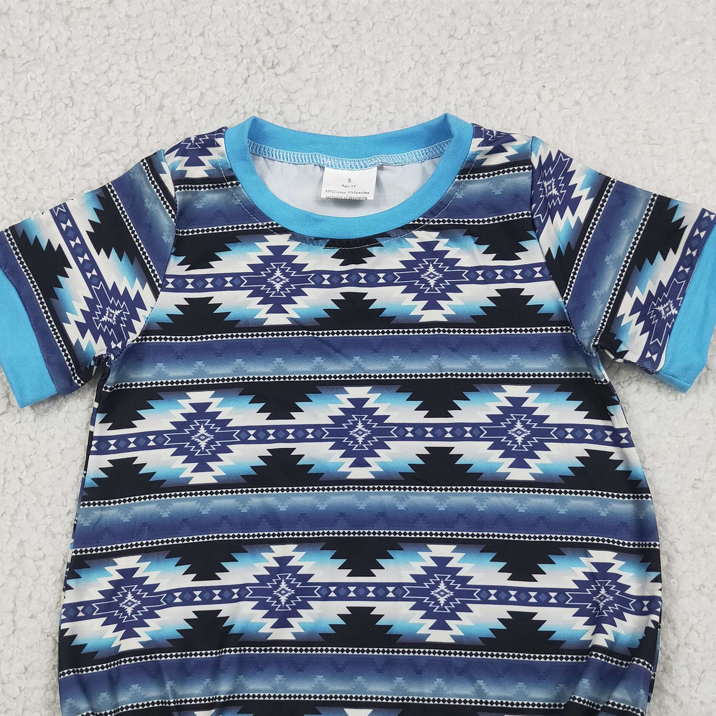 RTS NO MOQ milk silk SR3709 Baby Boys Cute Western Aztec Print Short Sleeve Rompers