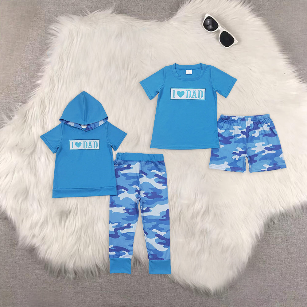 RTS Boys and girls embroidery dad Short Sleeve pants sets shorts sets