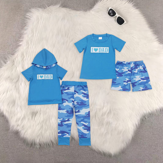 RTS Boys and girls embroidery dad Short Sleeve pants sets shorts sets