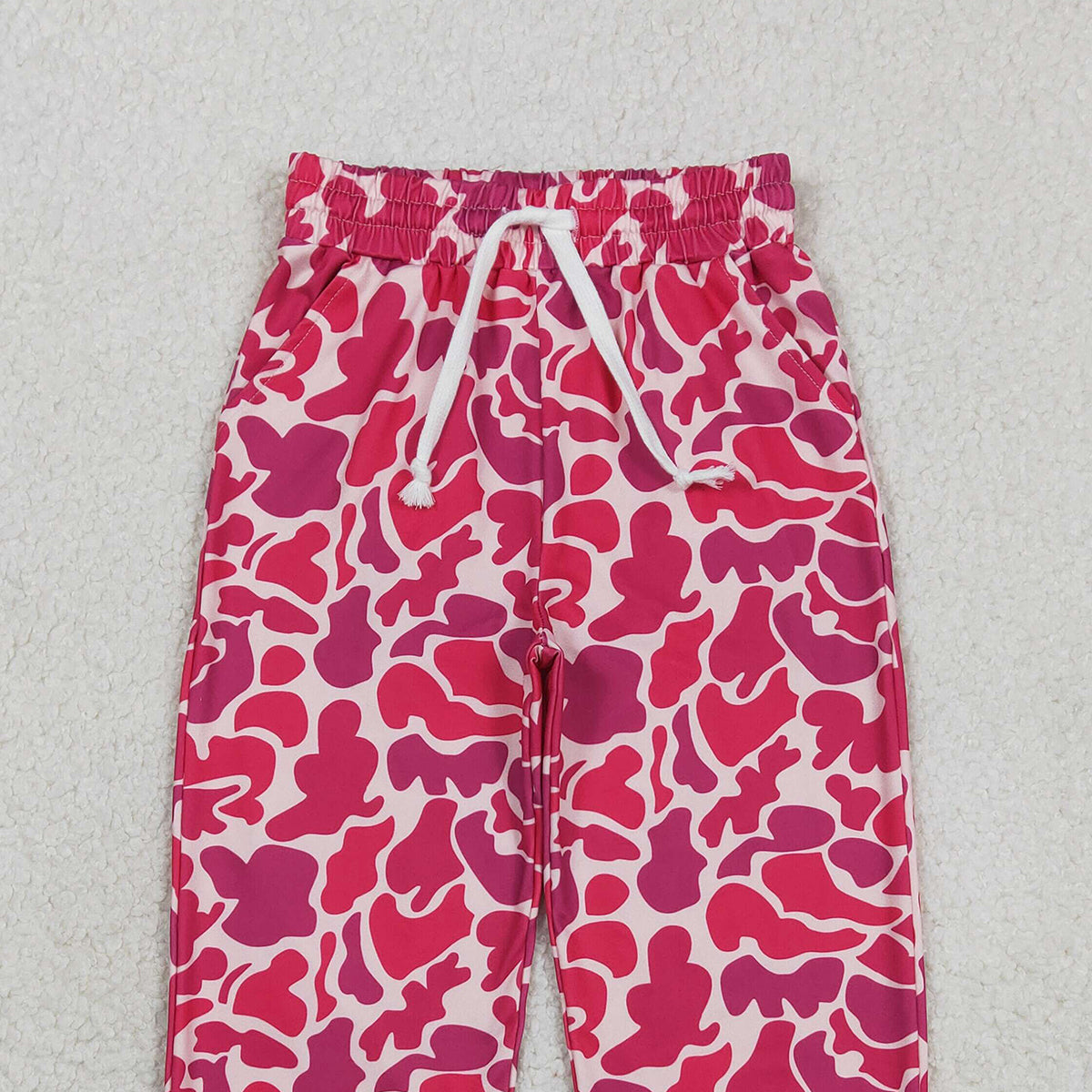 RTS NO MOQ P0696 Baby Girls Hot Pink Camouflage Jogger Pants with Pockets Bottoms Casual Kids' Clothing