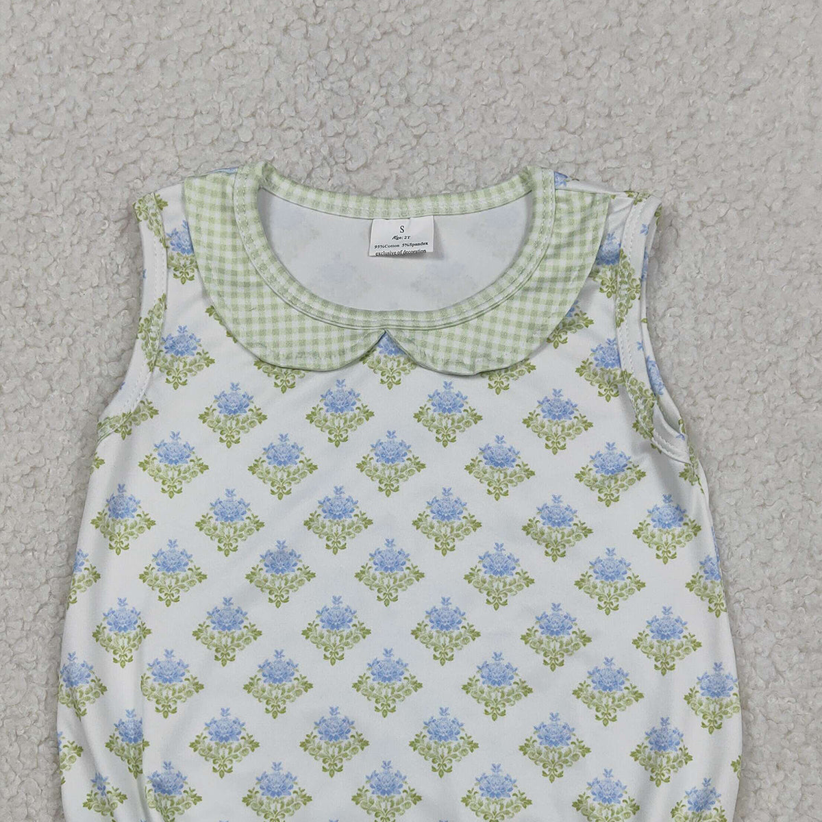 RTS NO MOQ SR3513 Baby Girls Sleeveless Ruffle Rompers Floral Plaid Outfit