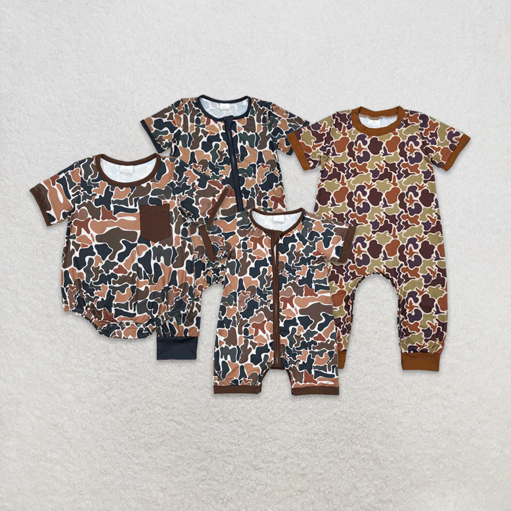 RTS NO MOQ baby girl clothes camouflage short-sleeved romper