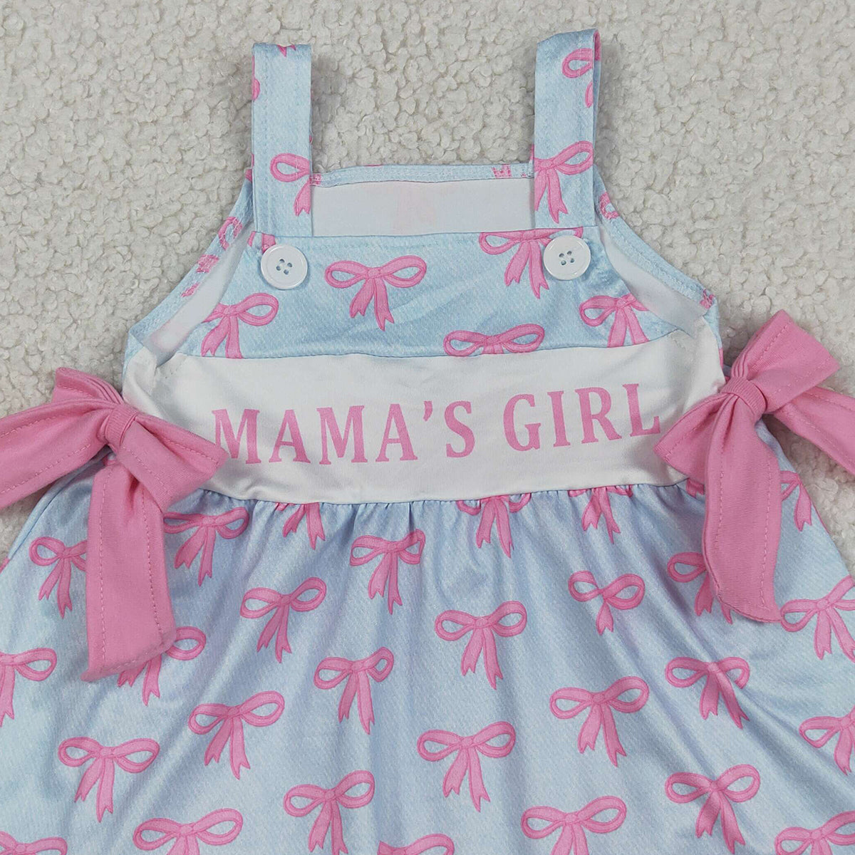 RTS NO MOQ SR3426 Kids Girls Pink Strap Mama's Girls Bows Tunic Bummies Ruffle Rompers
