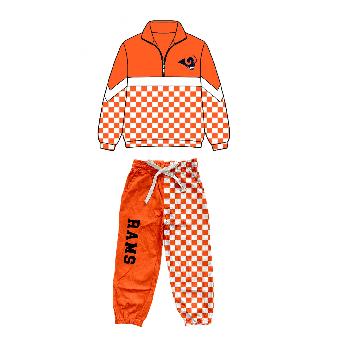 custom moq 5 mix size XY072004 Baby Kids Checked Patchwork Zipper Long Sleeve Pullover Top Pants Casual Team Clothes Set