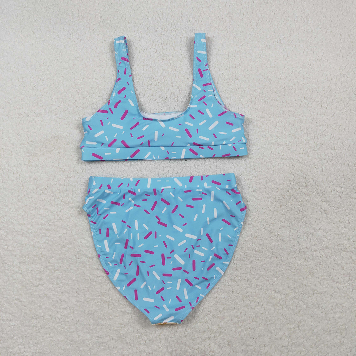 RTS NO MOQ S0575+S0576 Adult Women's Blue Drip Sprinkles Team Swimsuit