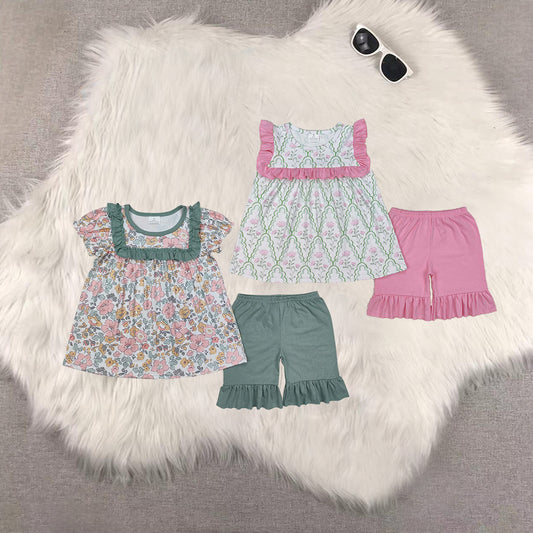 RTS NO MOQ baby girls Clothes short sleeve shorts Sets