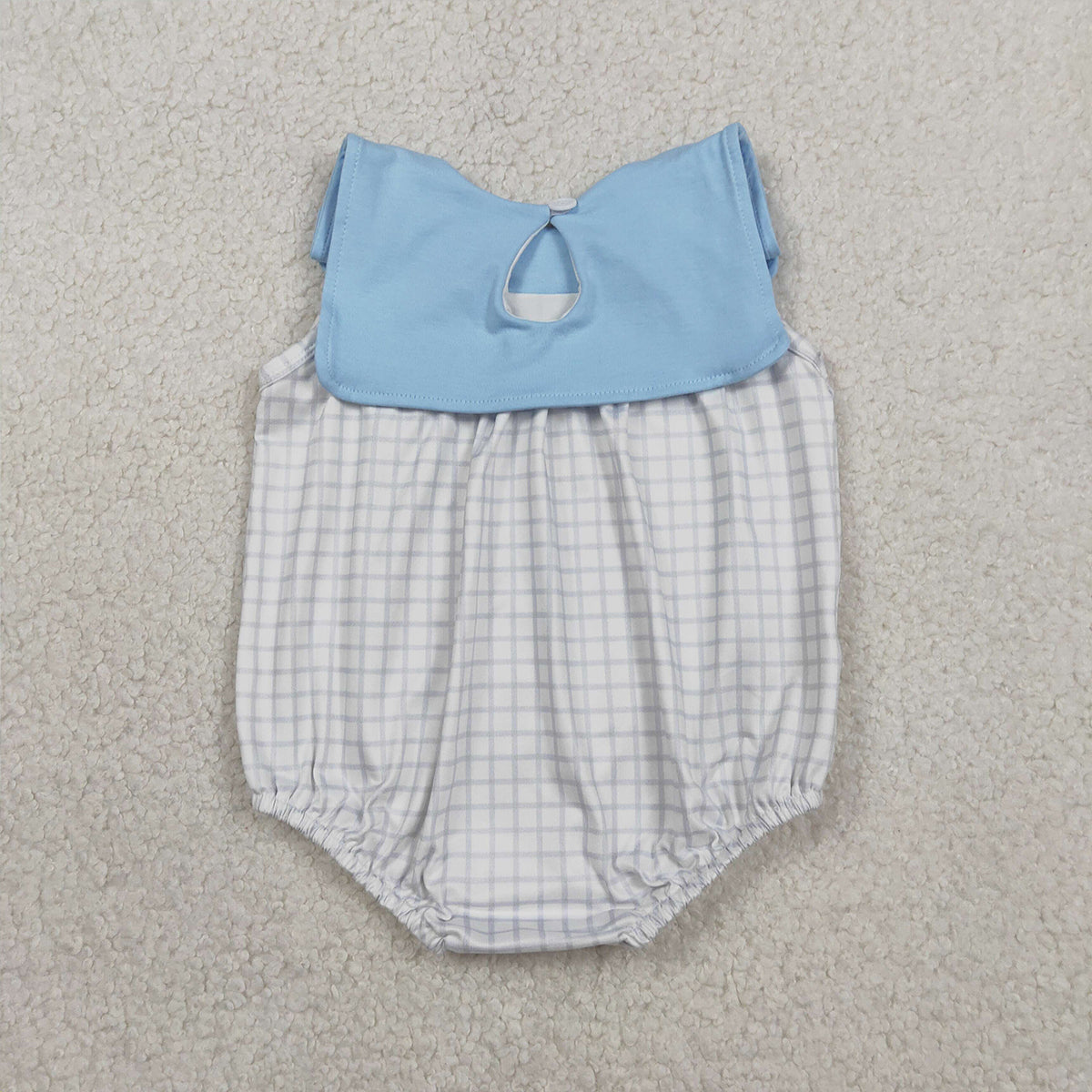 RTS NO MOQ SR3751 Baby Boys Blue Checked Rompers Sleeveless Comfortable Baby Clothes for Boys