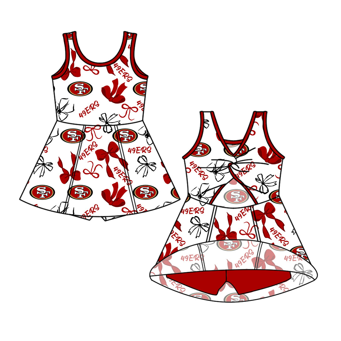 Custom moq 5 mix size milk silk summer teams Baby Girls Black Red Bow Vest Top Skirt Shorts Sets Sleeveless Knee Length Dresses Yoga Shorts Yoga Active Outfit