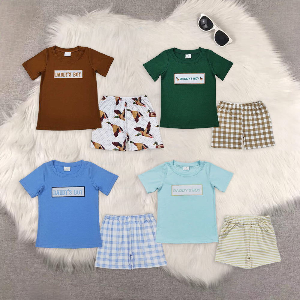 RTS NO MOQ Embroidery short-sleeved shorts suit & short-sleeved sets
