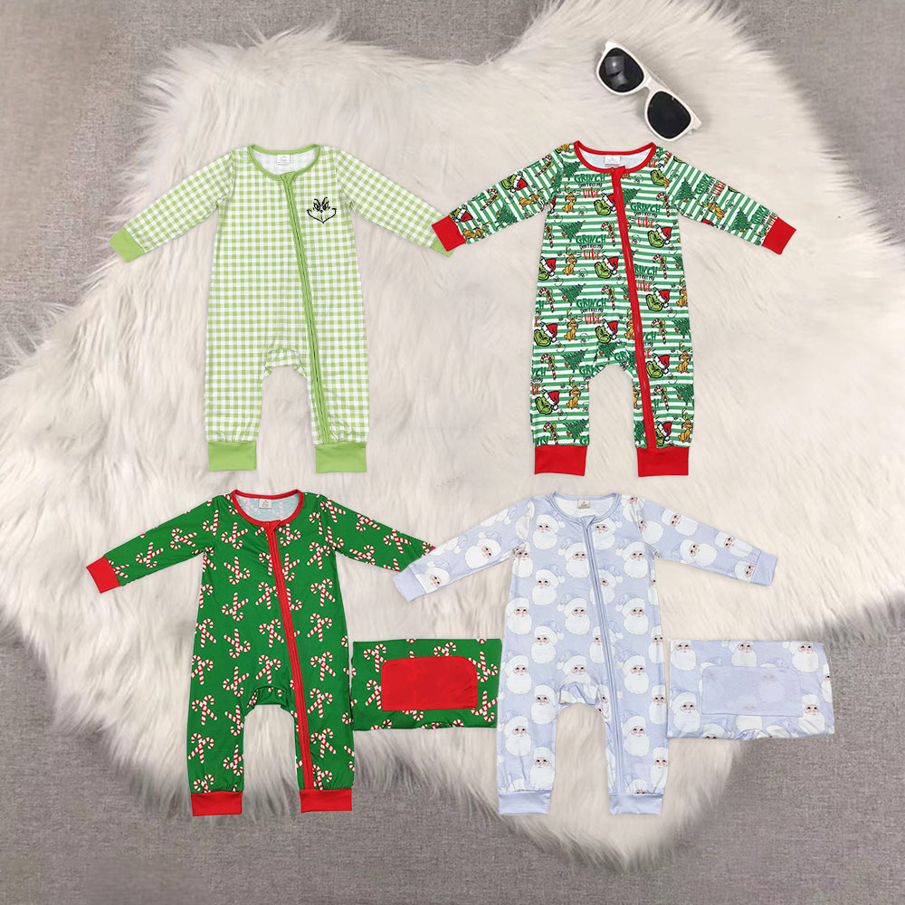 RTS NO MOQ Baby boy clothes modal Christmas long Sleeve Romper Mixed Sizes
