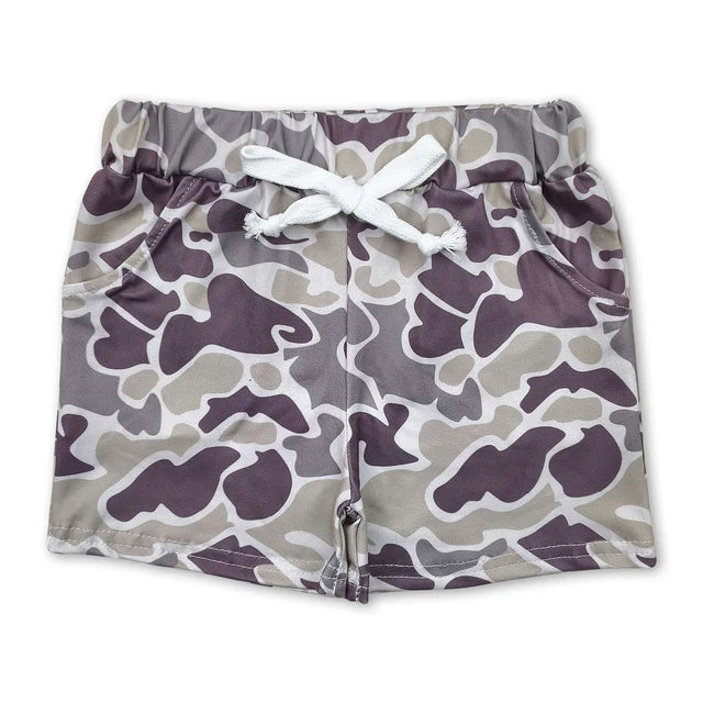RTS NO MOQ（In Stock)Baby Boys Green Camo Summer Shorts Bottoms