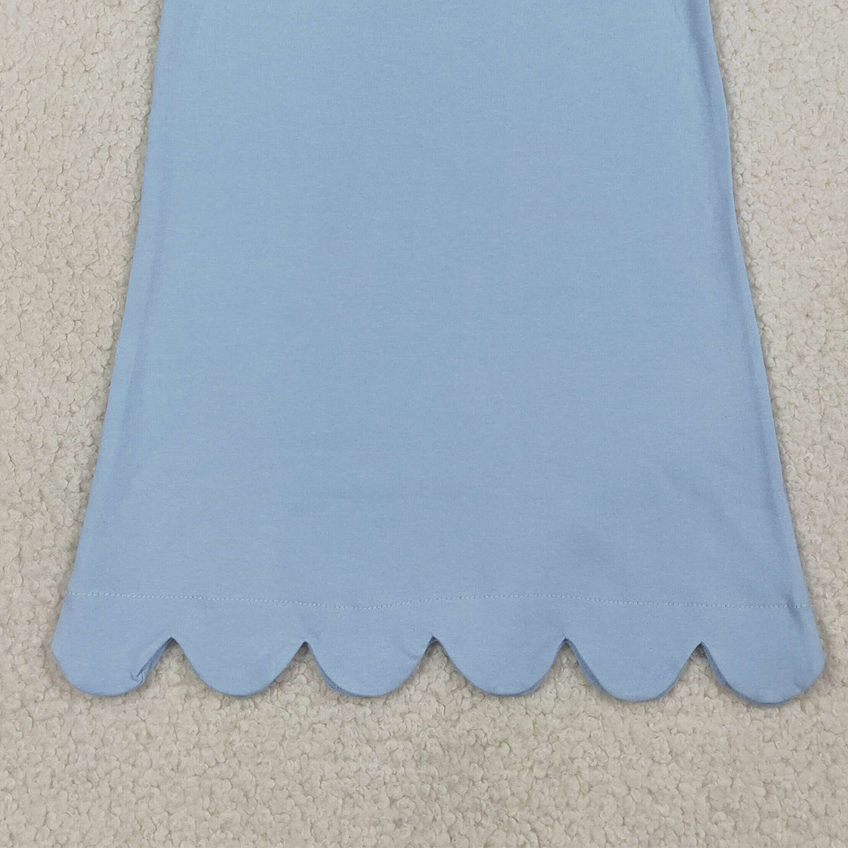RTS NO MOQ GSD3705 Baby Girls Sleeveless Light Blue Scallop Edge Dress with Bow Knot Knee-Length Casual Wear for Toddlers
