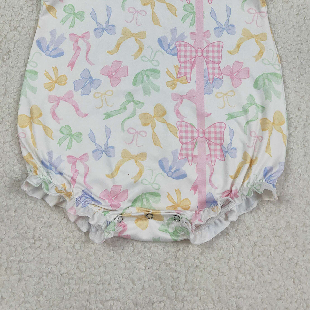 RTS NO MOQ SR3672  Baby Girls Short Sleeve Rompers Colorful Bows Button Ruffle Cute Outfit for Little Girls