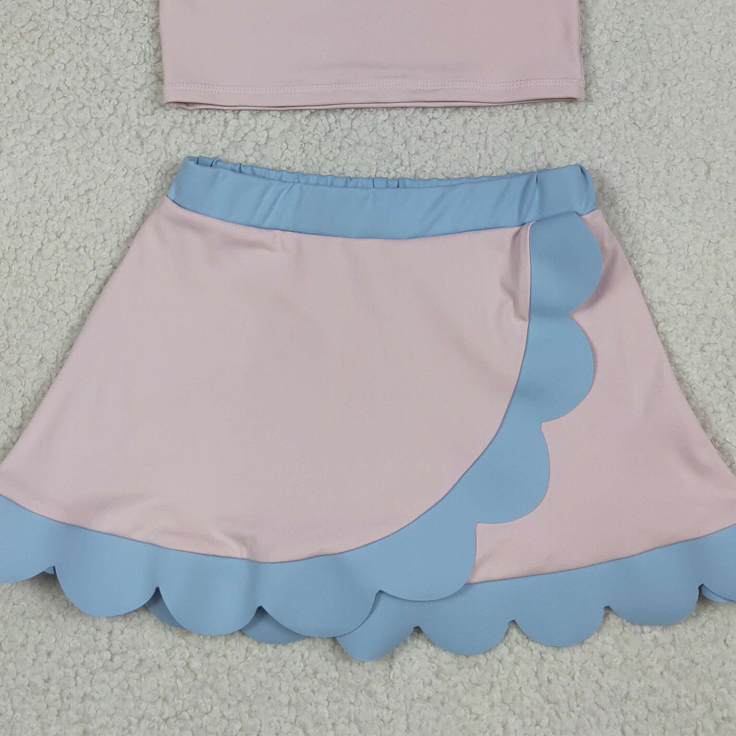 RTS NO MOQ yoga fabric cotton GSD4010 Little Girls Casual Light Pink Sleeveless Elastic Waist Active Wear Set