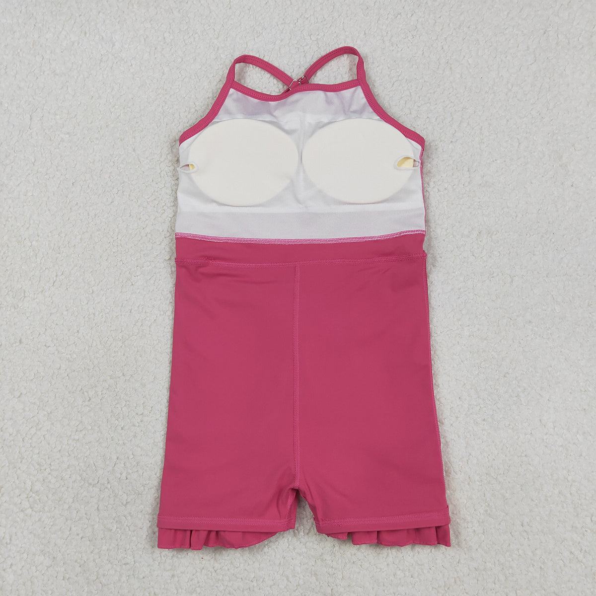 RTS NO MOQ S0727 Baby Girls Hot Pink Strap Yoga Active Shorts Ruffle Knee-Length Dresses