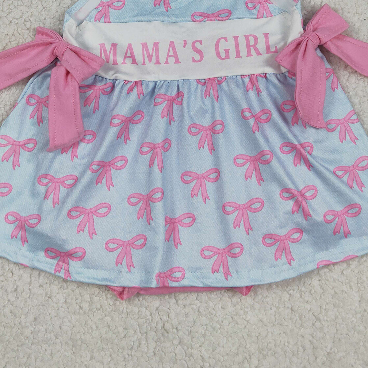 RTS NO MOQ SR3426 Kids Girls Pink Strap Mama's Girls Bows Tunic Bummies Ruffle Rompers