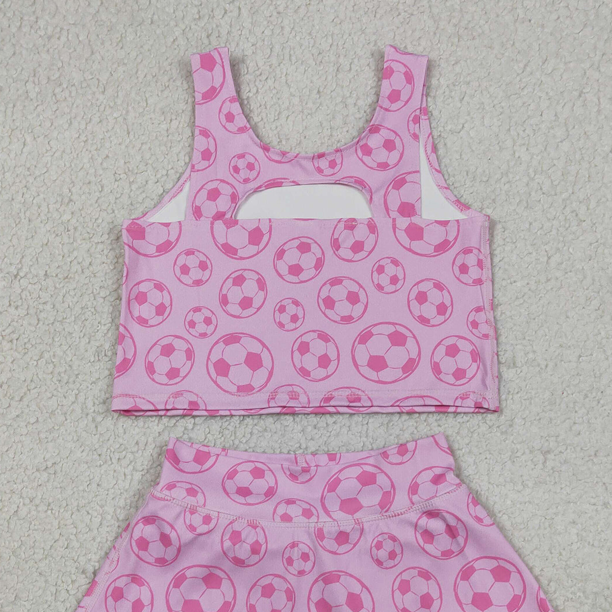 RTS NO MOQ GSD1468 Baby Girls Football Top Shorts Skirts Athletic Active Wear Outfit Set