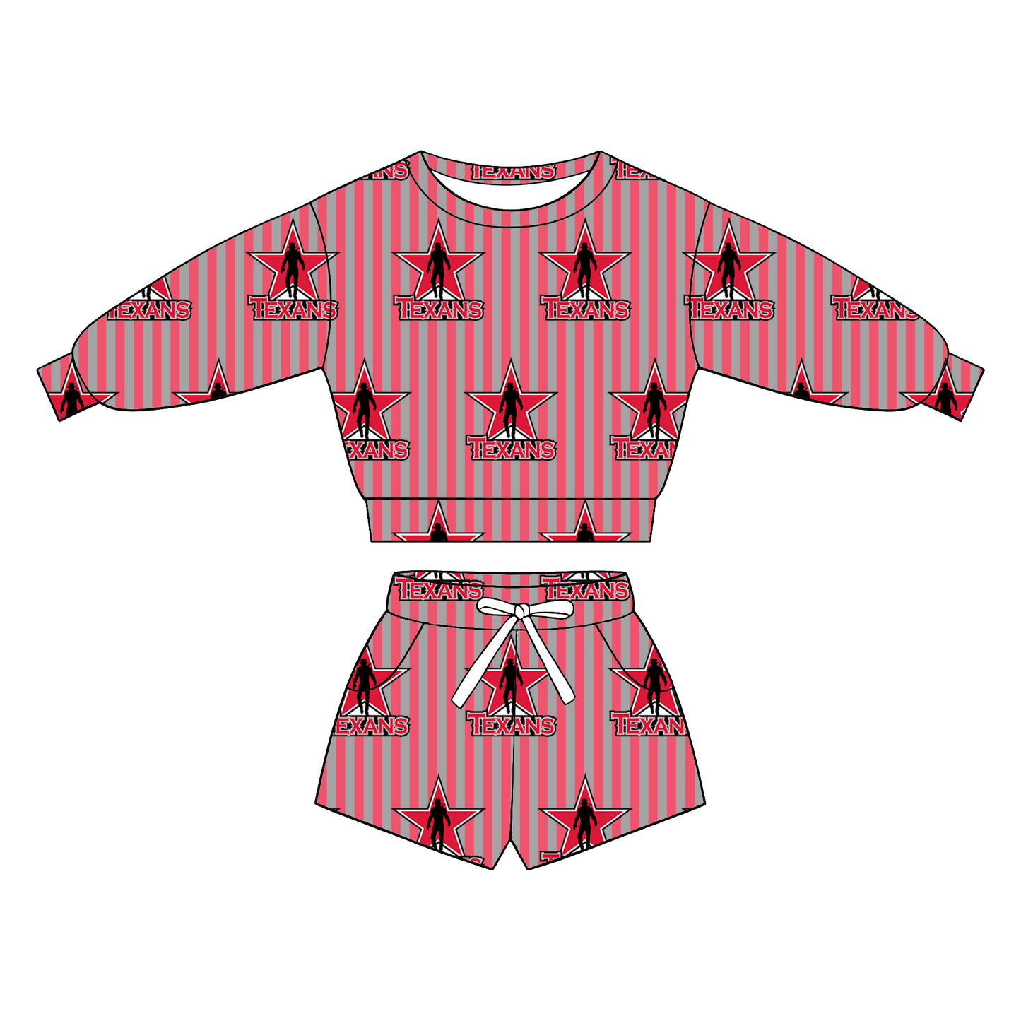 custom moq 5 mix size XY063004 Baby Kids Long Sleeve Crew Neck Top Drawstring Shorts Daily Team Outfit Set