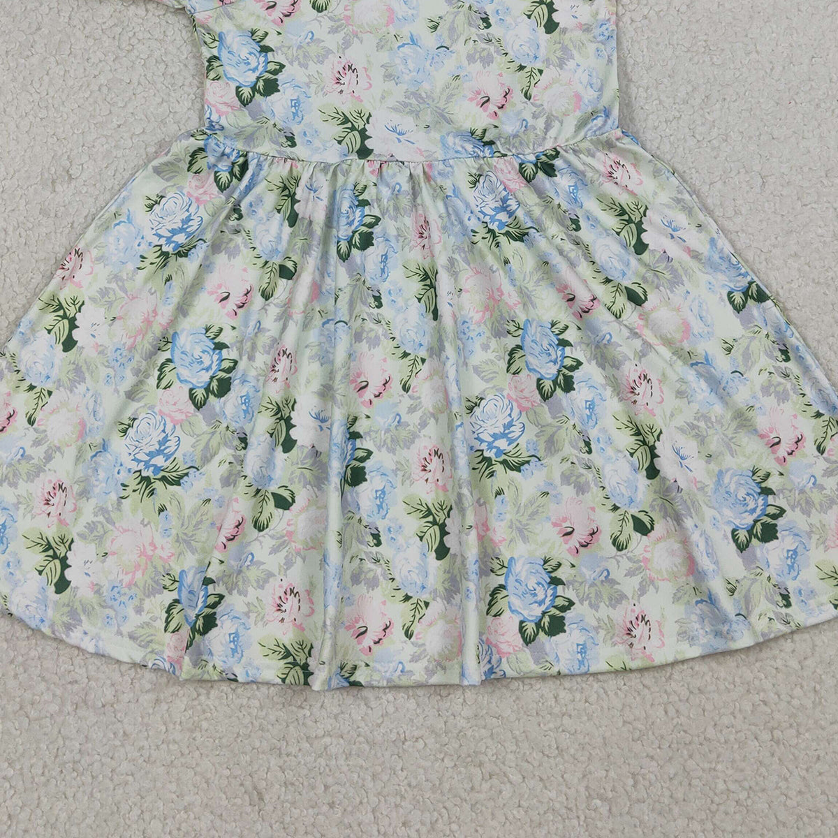 RTS NO MOQ GSD3615 Baby Girls Knee-Length Dress Short Ruffle Sleeve Colorful Flowers