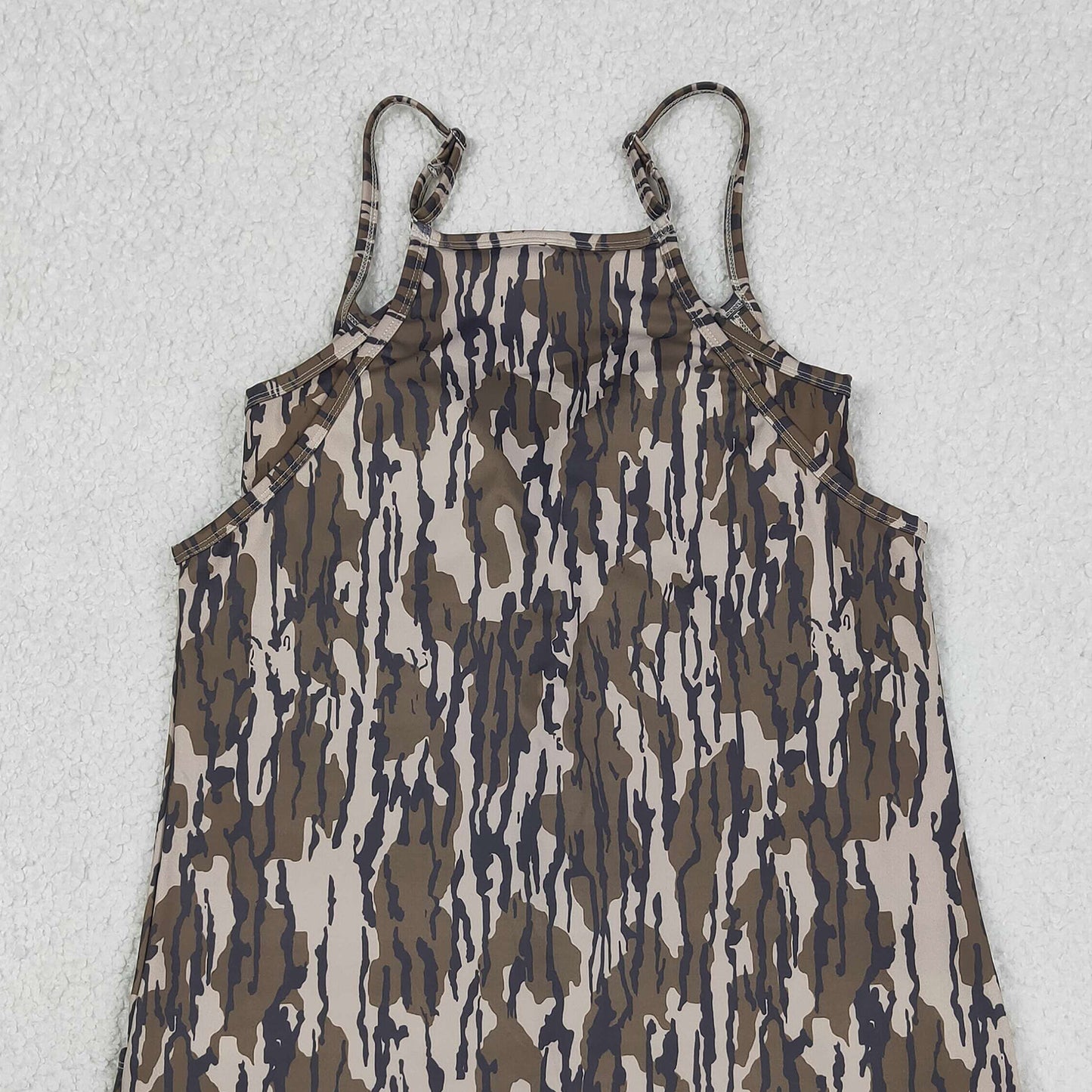 RTS NO MOQ yoga fabric GSD2744 Adult Women Yoga Active Camo Sleeveless Strap Yoga Pocket Dress