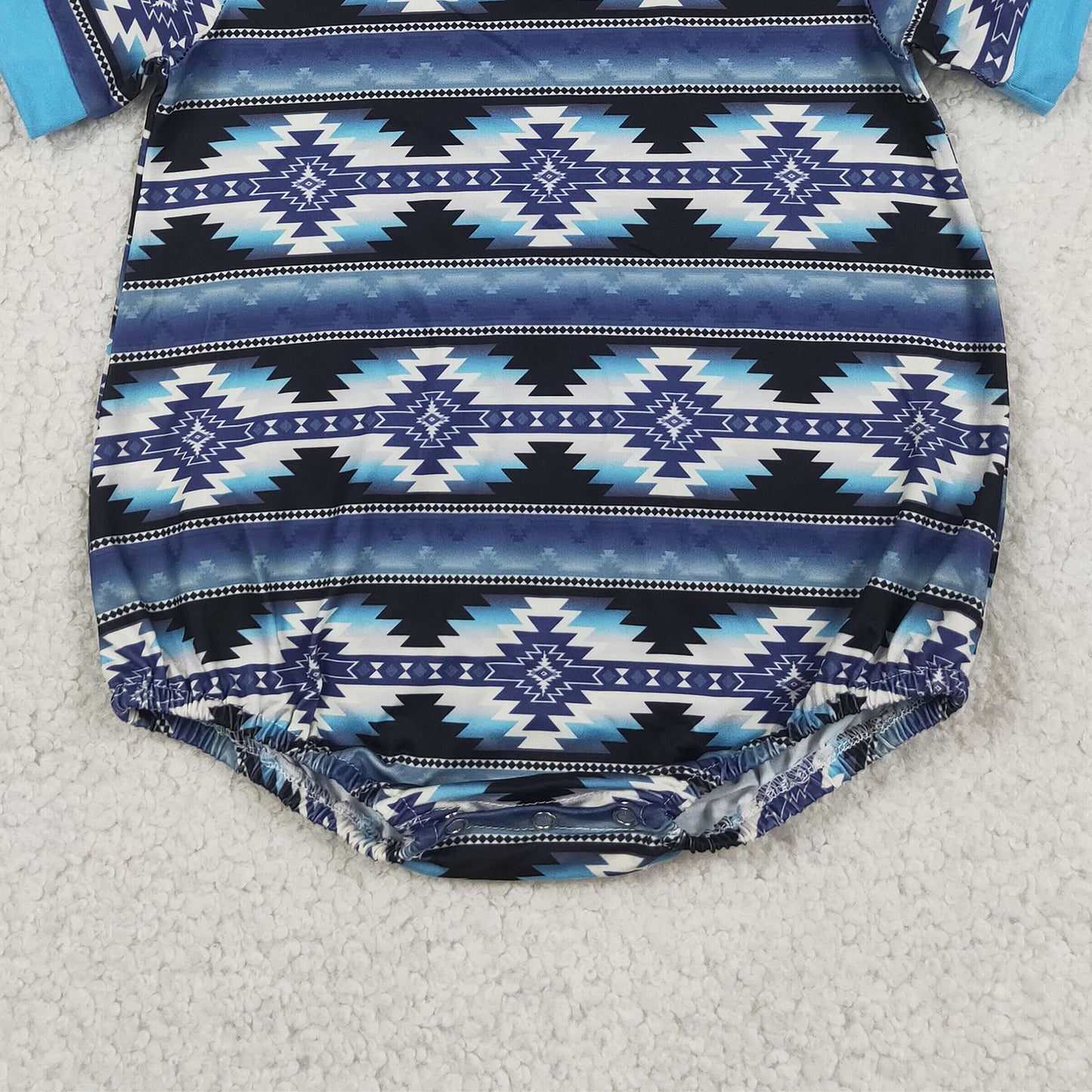 RTS NO MOQ milk silk SR3709 Baby Boys Cute Western Aztec Print Short Sleeve Rompers