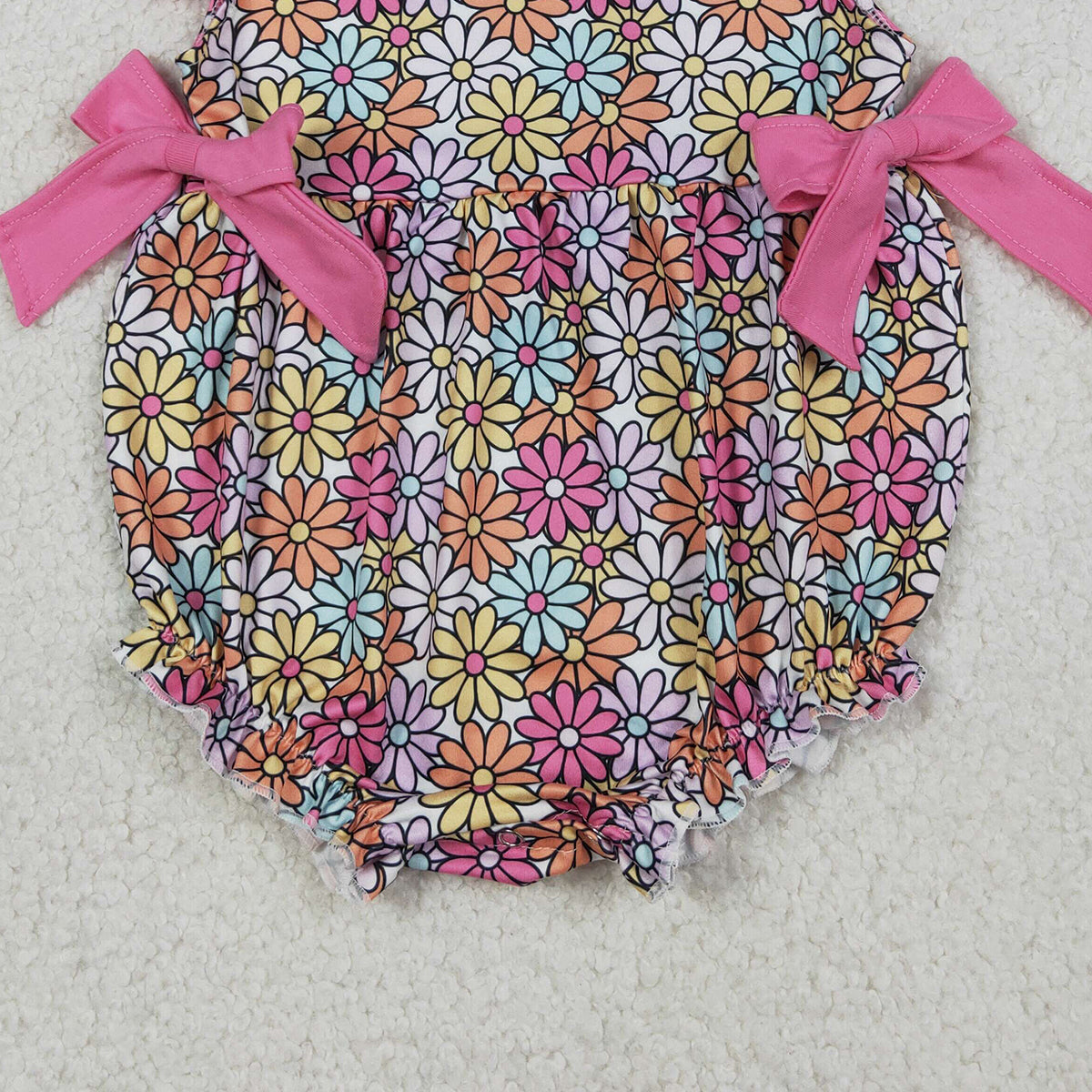 RTS NO MOQ SR4049 Baby Girls Colorful Flowers Flutter Sleeves Ruffle Rompers Infant Girls Clothing Summer Outfit