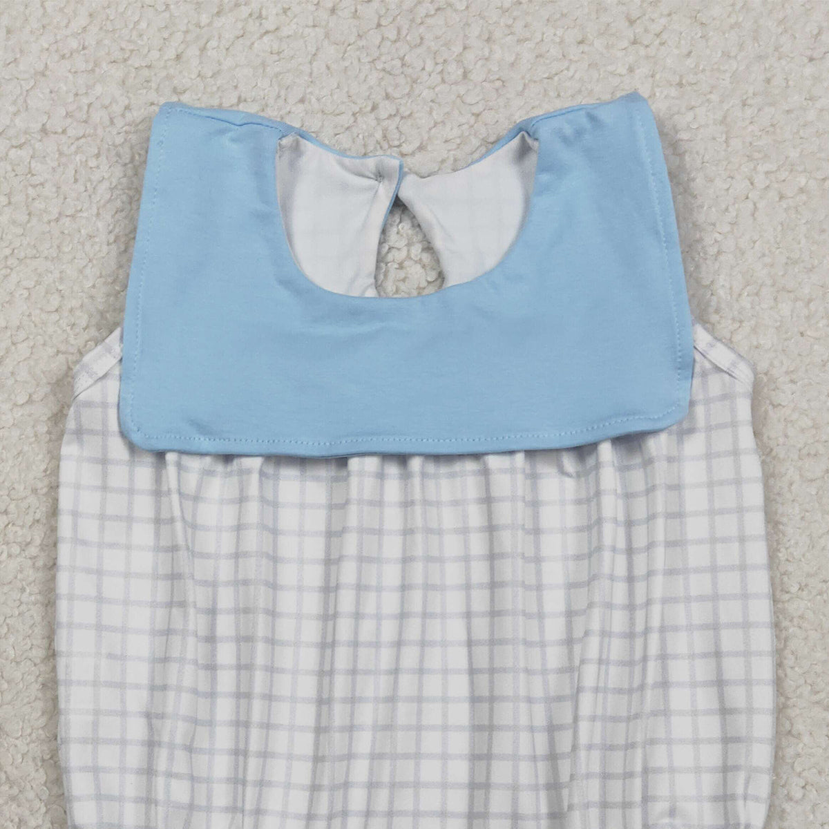 RTS NO MOQ SR3751 Baby Boys Blue Checked Rompers Sleeveless Comfortable Baby Clothes for Boys