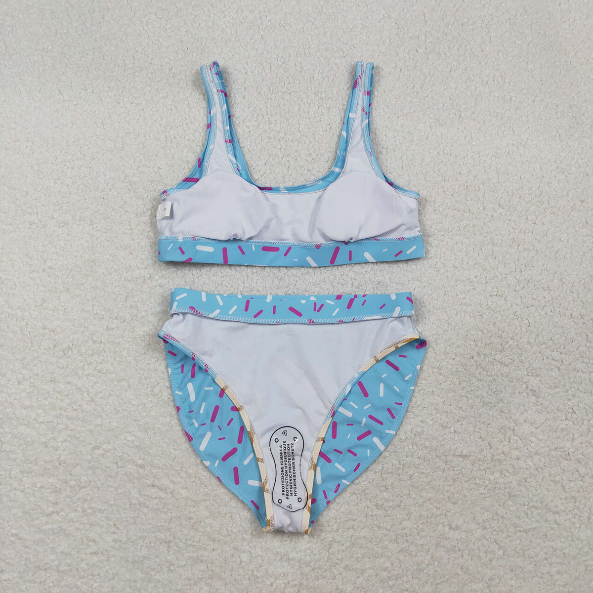 RTS NO MOQ S0575+S0576 Adult Women's Blue Drip Sprinkles Team Swimsuit