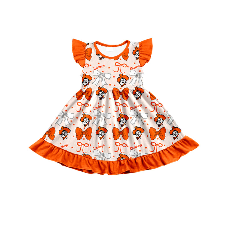Custom moq 5 mix size milk silk summer teams baby girls clothes team bow orange sleeveless skirts sets and dress 1 and dress 2 and top-25.6.23