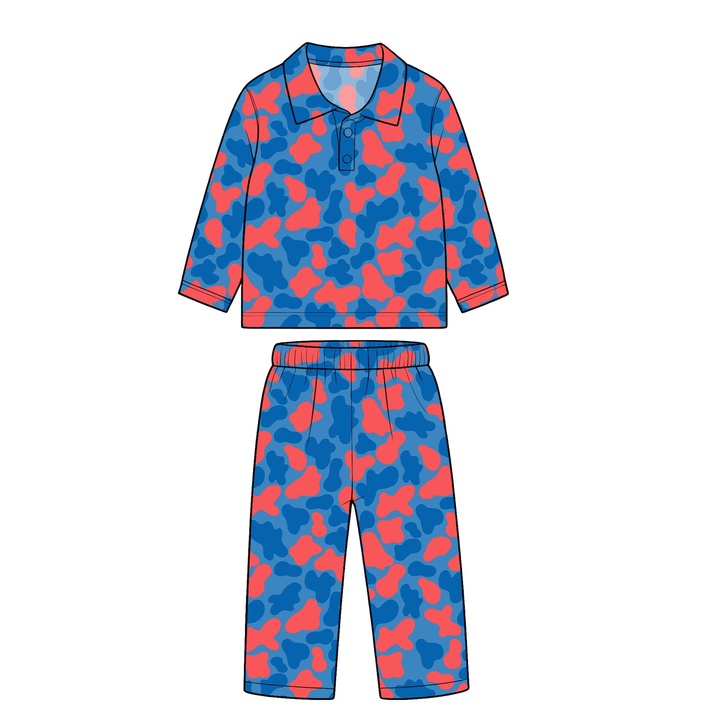custom moq 5 mix size XY073004 Baby Kids Camo Print Long Sleeve Top Pants Casual Team Outfit Set