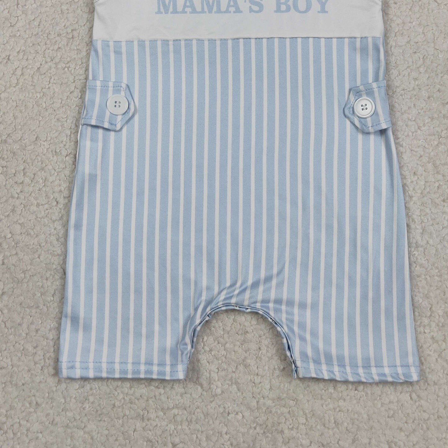 RTS NO MOQ milk silk SR3972 Baby Boys Sleeveless Light Blue Striped Mama's Boy Summer Rompers