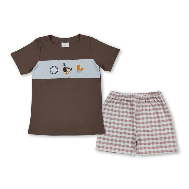 RTS NO MOQ Sibling Baby Boys Big Brother Short Sleeve Tee Top Shorts Clothes Sets