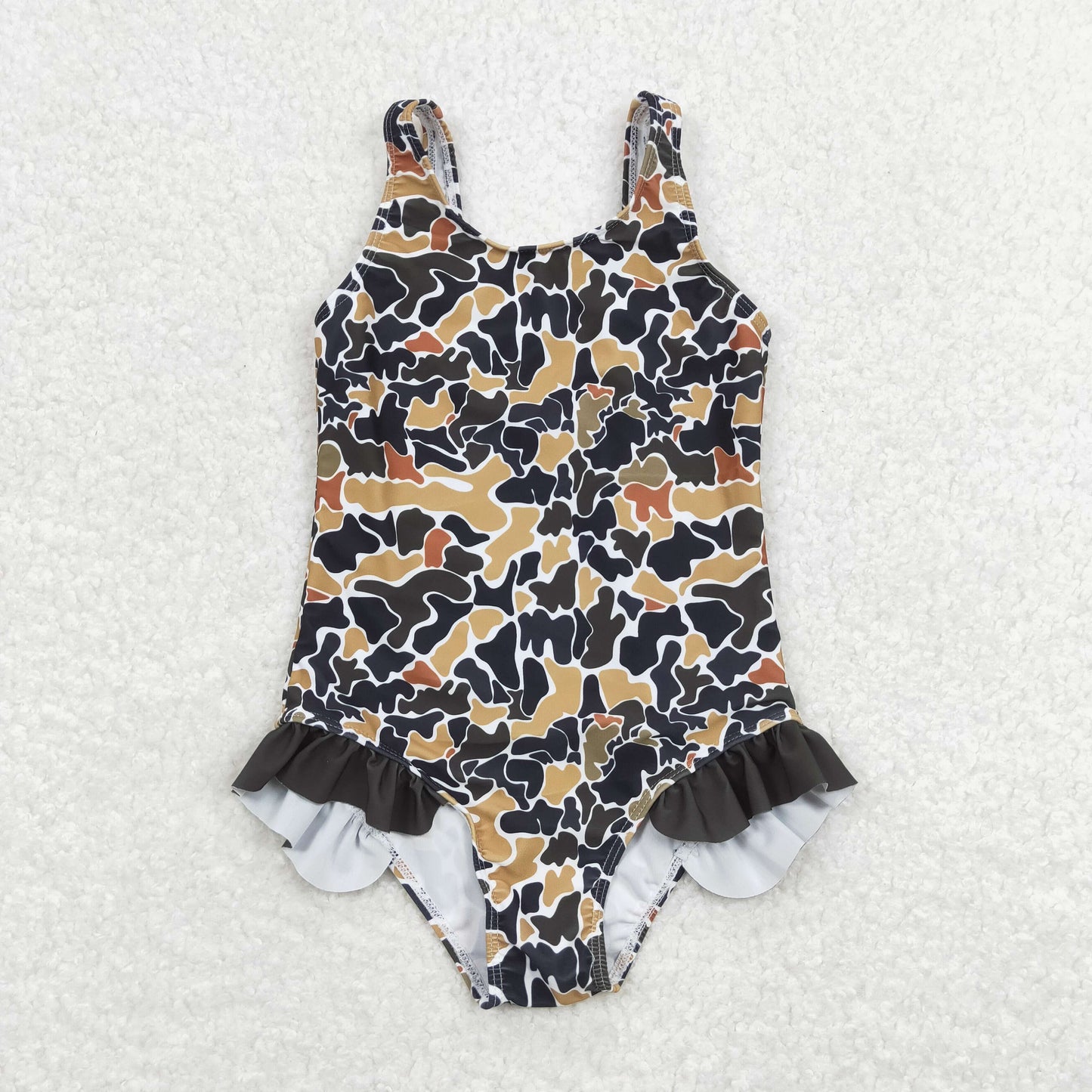 RTS NO MOQ baby girl clothes Camouflage Short Skirt Set & Swimsuit