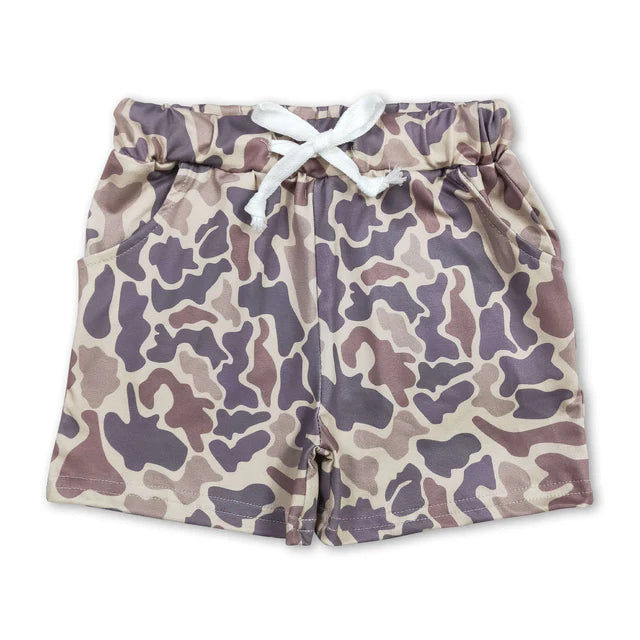 RTS NO MOQ（In Stock)Baby Boys Green Camo Summer Shorts Bottoms