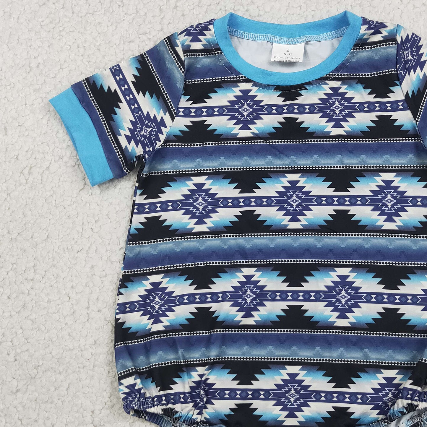RTS NO MOQ milk silk SR3709 Baby Boys Cute Western Aztec Print Short Sleeve Rompers