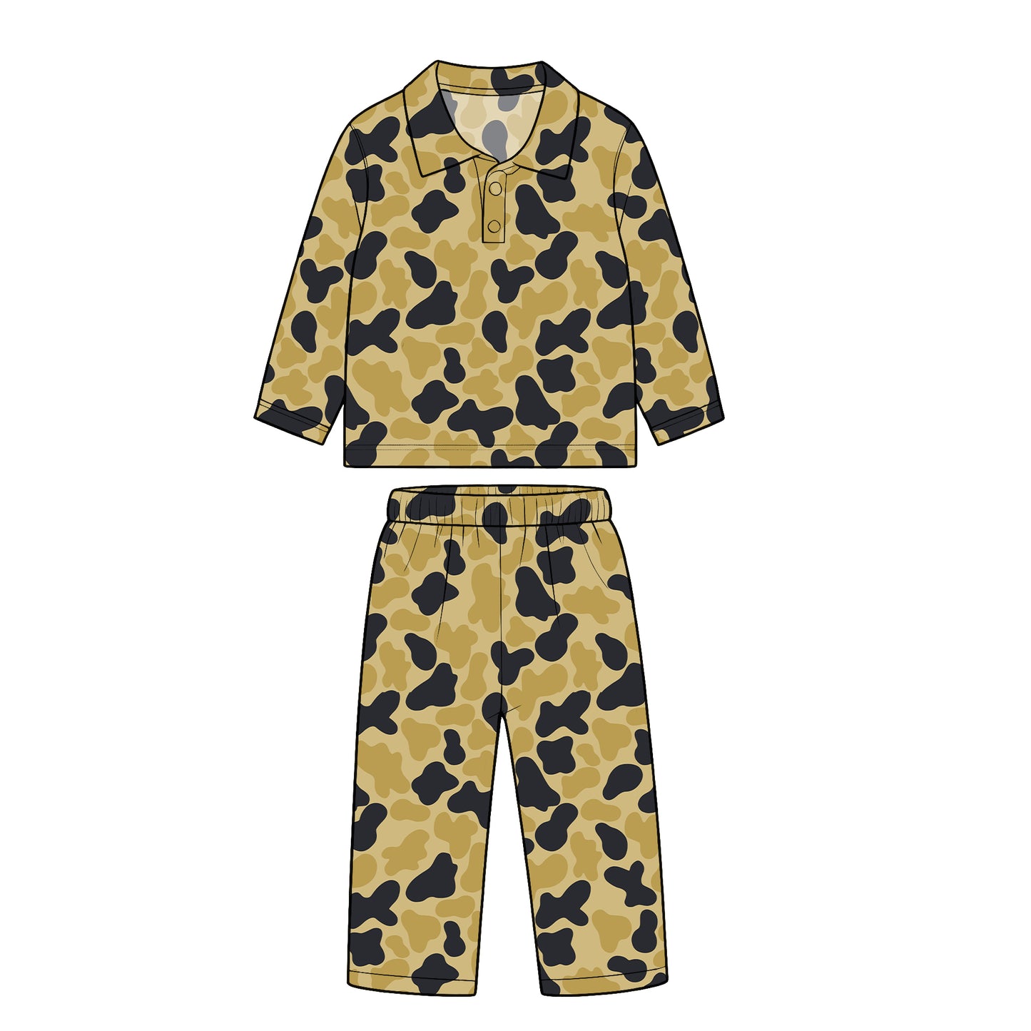 custom moq 5 mix size XY073004 Baby Kids Camo Print Long Sleeve Top Pants Casual Team Outfit Set
