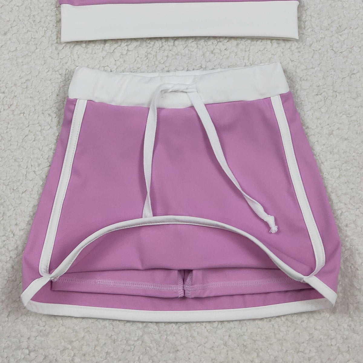 RTS NO MOQ GLD1484 Baby Girls Lavender Long Sleeve Top with Skirt And Shorts Yoga Active Wear Clothing Set