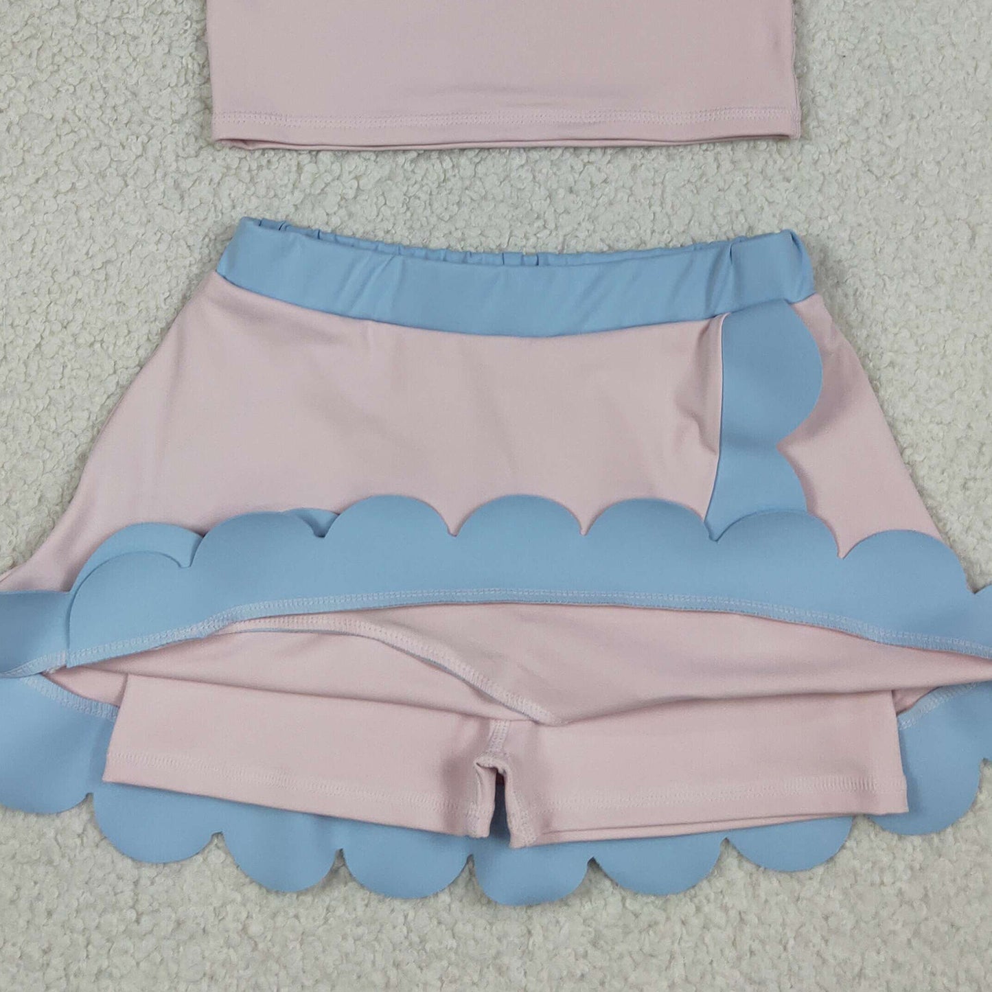 RTS NO MOQ yoga fabric cotton GSD4010 Little Girls Casual Light Pink Sleeveless Elastic Waist Active Wear Set