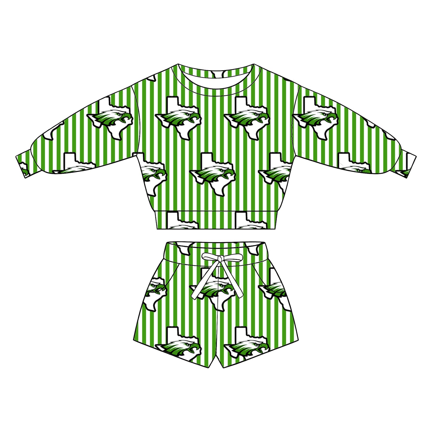 custom moq 5 mix size XY062904 Baby Kids Vertical Stripe Long Sleeve Top Drawstring Shorts Set