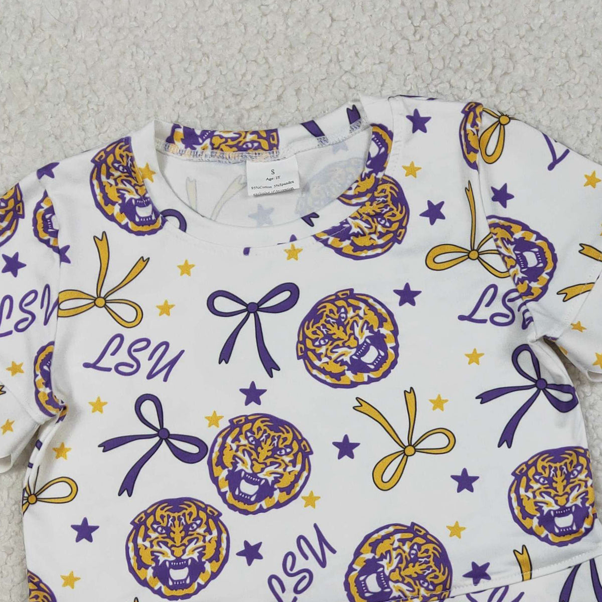 RTS NO MOQ GSSO3256 Baby Girls Scallop Top And Shorts Set with Bow Team Outfit for Infants