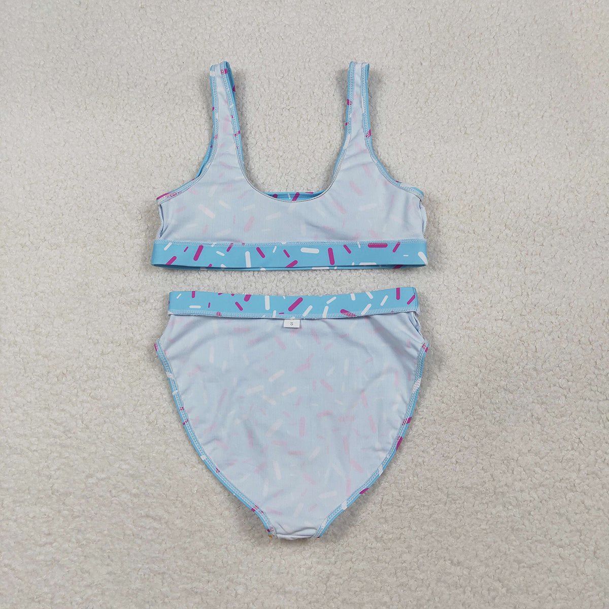 RTS NO MOQ S0575+S0576 Adult Women's Blue Drip Sprinkles Team Swimsuit