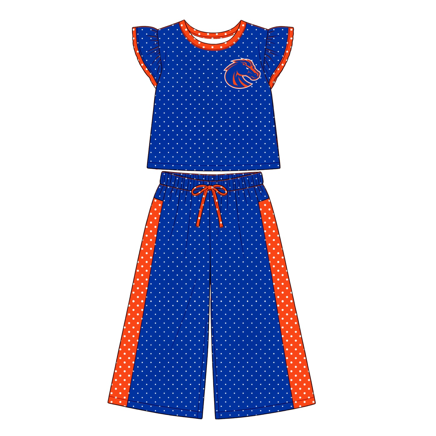 custom moq 5 mix size  XY072504 Baby Girls Flutter Sleeve Polka Dots Top Pants Daily Team Outfit
