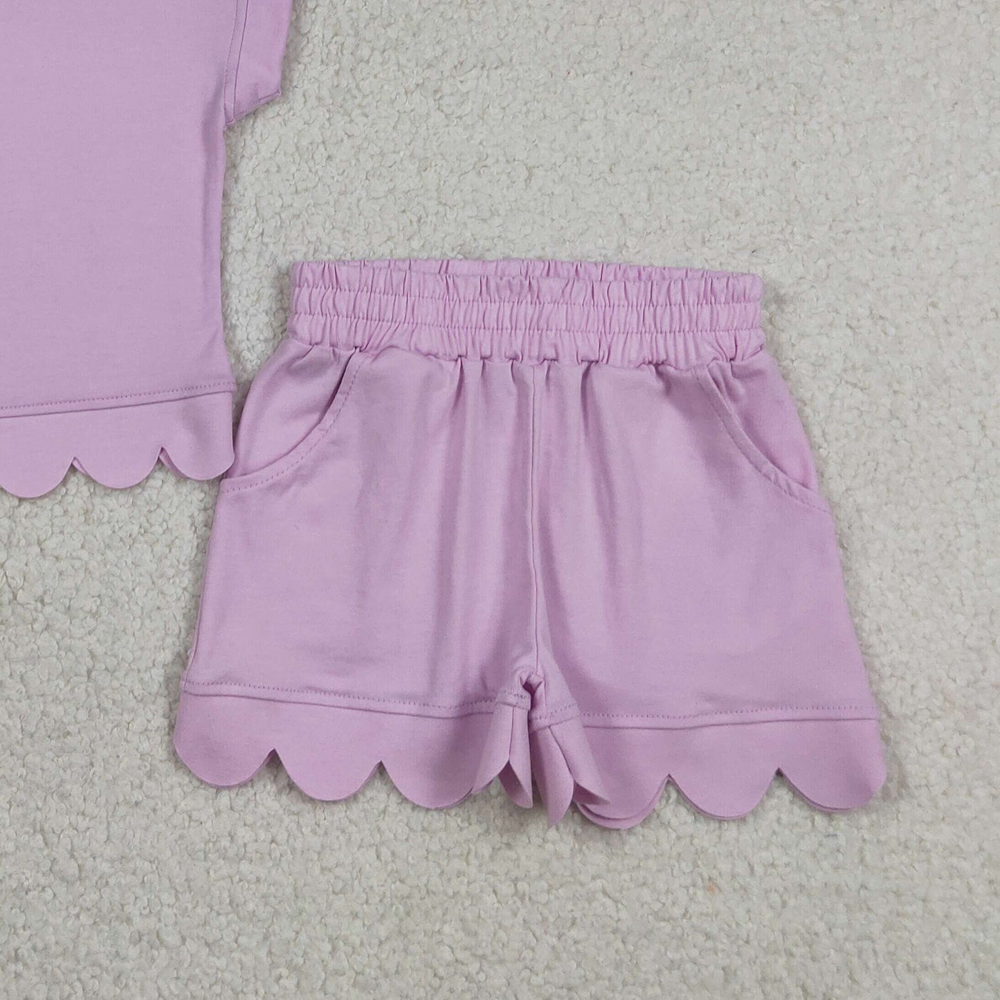 RTS NO MOQ cotton GSSO3378 Baby Girls Pink Zipper Pullover Checked Scallop Pocket Clothes Set