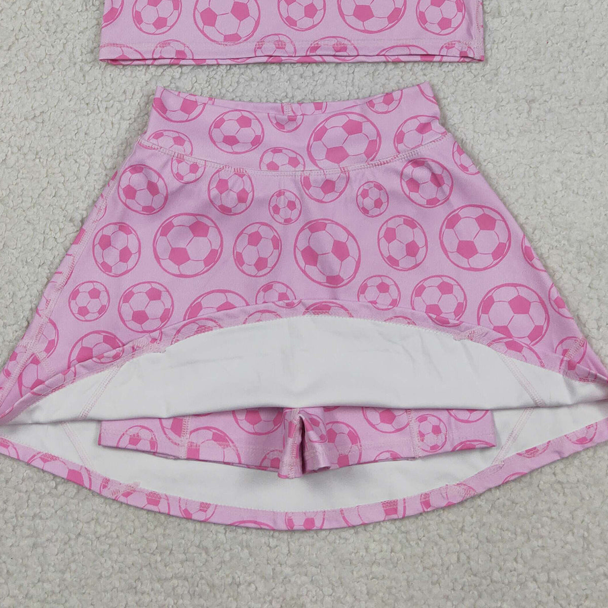 RTS NO MOQ GSD1468 Baby Girls Football Top Shorts Skirts Athletic Active Wear Outfit Set