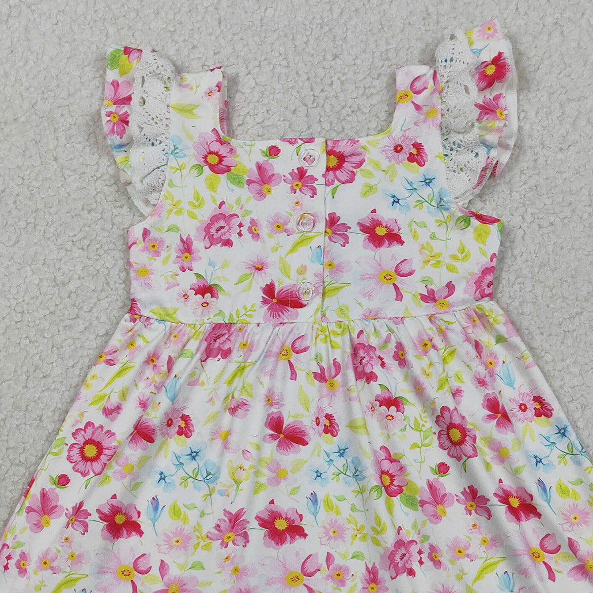 RTS NO MOQ GSD3313 Smocked Floral Cross Baby Girls Easter Lace Ruffle Knee-Length Dresses