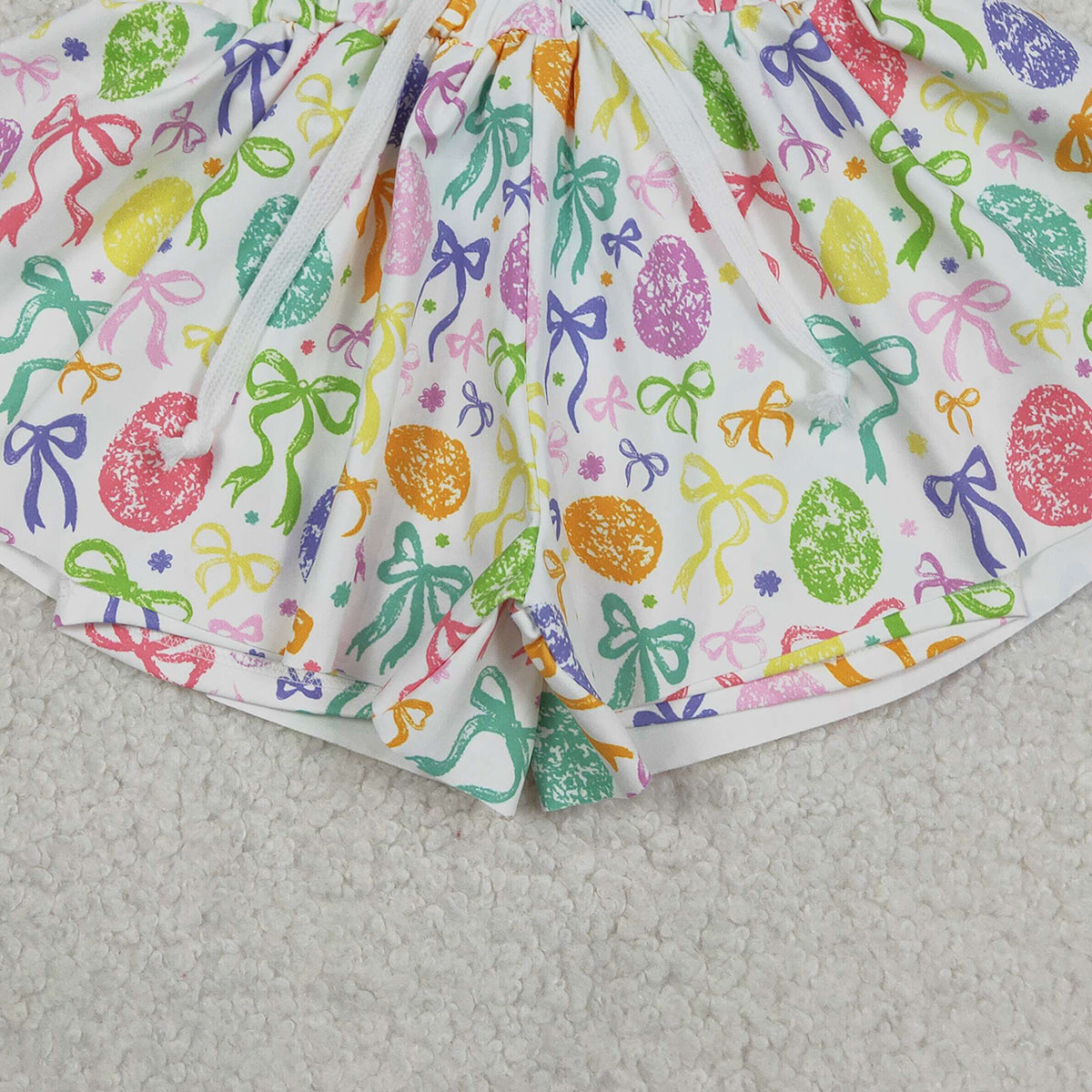 RTS NO MOQ SS0822 Baby Girls Colorful Bows Easter Yoga Active Ruffle Shorts Bottom for Summer