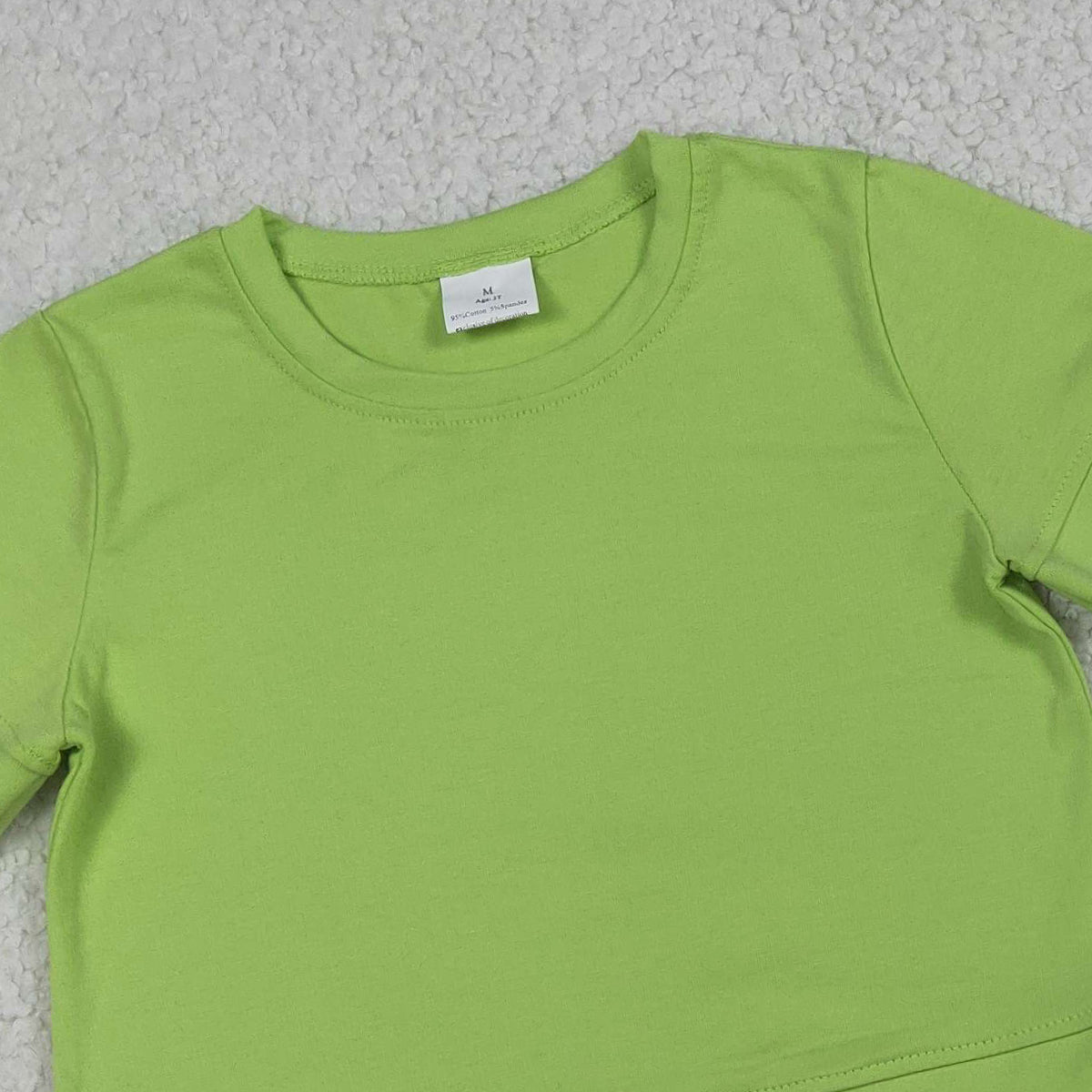 RTS NO MOQ GSSO3179 Baby Girls Green Short Sleeve Shirt Top And Shorts Set Scallop Trim Outfit for Little Girls