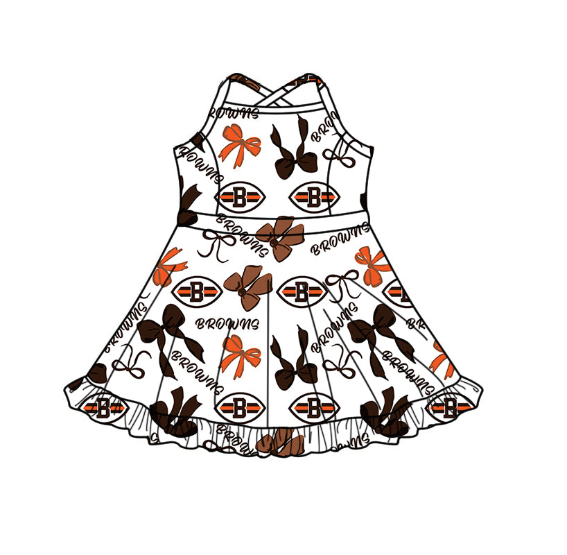 Custom moq 5 mix size milk silk summer teams Baby Girls Brown Orange Bow Vest Top Skirt Shorts Sets Sleeveless Knee Length Dresses Yoga Shorts Active Outfit